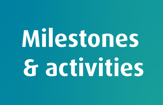 Picture with text Milestones and activities